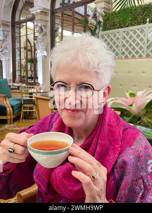 The Palm Court located in the heart of the Plaza Hotel features a high tea service, 2024, New York City, USA Stock Photo