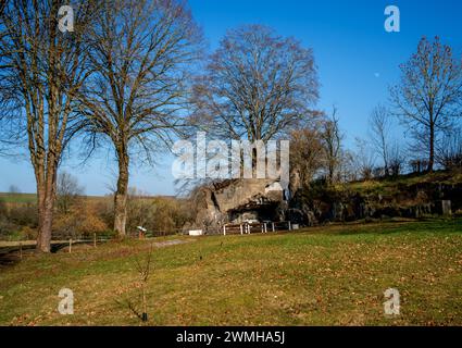 Landscape with artificial Lourdes grotto Stock Photo