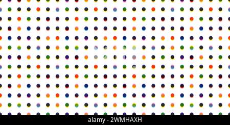 Seamless polka dot pattern. Risograph effect. Vector illustration with small orange, green, blue, yellow dots on a white backdrop. Cute dotted Stock Vector
