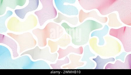 Fluid flat colourful organic shapes with abstract lines background design, drop of liquid, paint for liquid shapes in modern style, simple rounded Stock Vector