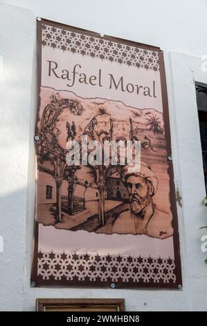Middle Ages Rabbi A restaurant ceramic wall tile illustrating Moses ben Maimon, a ...