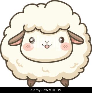 Smiling sheep lamb in a kawaii style Stock Vector
