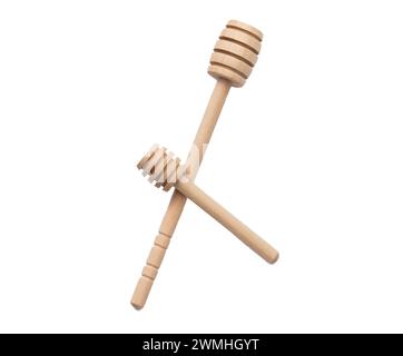 A large and small honey dipper on white background Stock Photo