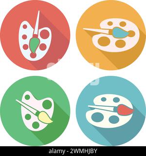 vector collection of flat palette icons Stock Vector