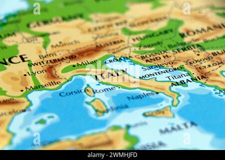 world map of italy and neighbouring countries in close up Stock Photo
