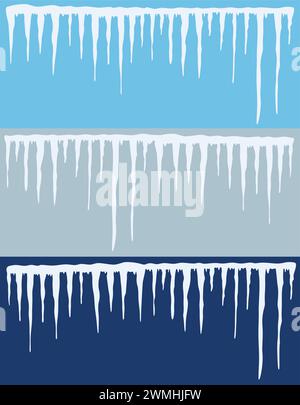 vector collection of icicles backgrounds Stock Vector