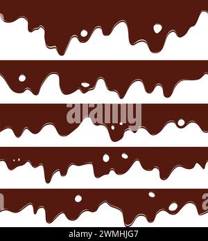 vector seamless liquid chocolate borders Stock Vector