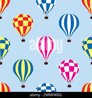 vector seamless pattern of hot air balloons in the sky Stock Vector
