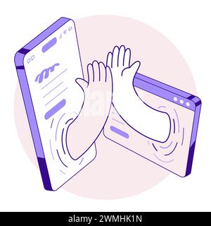 Digital deal online smart contract. Stock Vector