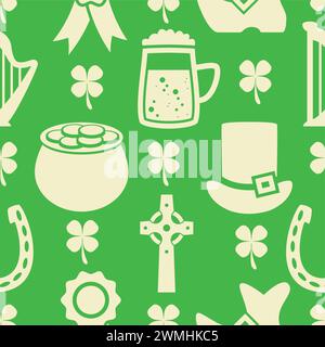 vector seamless pattern of irish St. Patrick's Day Stock Vector