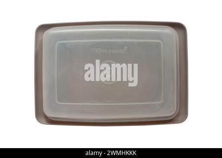 Tupperware butter dish isolated on white background Stock Photo