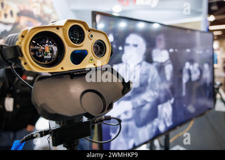 Nuremberg, Germany. 26th Feb, 2024. An infrared thermal imaging module is on display at the Enforce Tac trade fair for security technology. The trade fair for members of security authorities and the armed forces will take place from February 26 to 28, 2024. Credit: Daniel Karmann/dpa/Alamy Live News Stock Photo