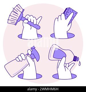 Cleaning service icons and symbols. Stock Vector
