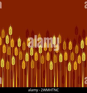 vector seamless repeating wheat, barley or rye background pattern, abstract food ornament, seamless harvest illustration Stock Vector