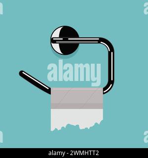 vector empty toilet paper roll and metal holder. hygiene icon of no clean toilet paper in bathroom. flat graphic for household sanitary illustration Stock Vector