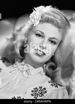 Ginger Rogers.. Portrait of Ginger Rogers (b. Virginia Katherine McMath; 1911-1995) in a promotional photo for Tender Comrade, 1943. Stock Photo