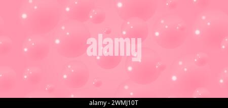 Bubbles on pink background. Abstract bubble background. 3d texture of liquid with blobs. Seamless pattern . Vector illustration. Stock Vector
