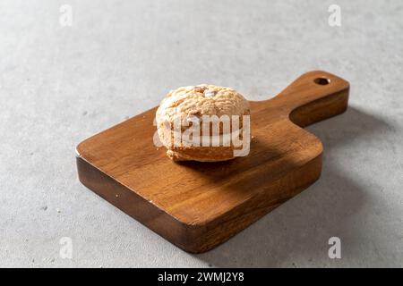 Chocolate dacquoise, chocolate, dacquoise, cheese, walnuts, salt, salt, caramel, snacks Stock Photo