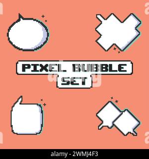Pixelated comic bubble chats Set Vector Stock Vector