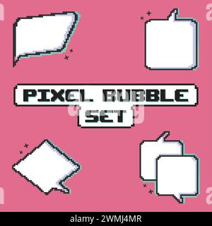 Pixelated comic bubble chats Set Vector Stock Vector