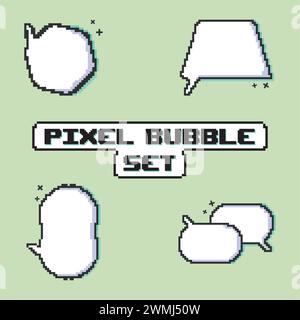 Pixelated comic bubble chats Set Vector Stock Vector