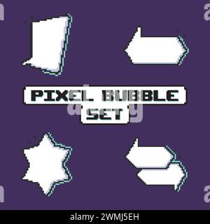 Pixelated comic bubble chats Set Vector Stock Vector