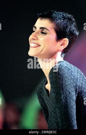 Milan Italy 12/05/1998: Giorgia, Italian singer, during the television show “Super 1998” Stock Photo