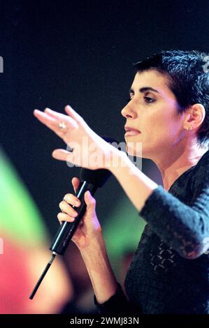 Milan Italy 12/05/1998: Giorgia, Italian singer, during the television show “Super 1998” Stock Photo