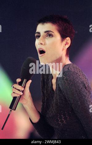 Milan Italy 12/05/1998: Giorgia, Italian singer, during the television show “Super 1998” Stock Photo