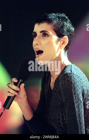 Milan Italy 12/05/1998: Giorgia, Italian singer, during the television show “Super 1998” Stock Photo