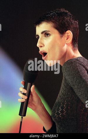 Milan Italy 12/05/1998: Giorgia, Italian singer, during the television show “Super 1998” Stock Photo