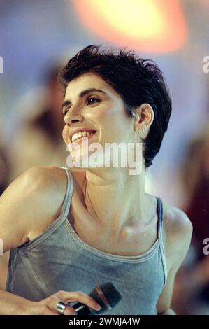 Milan Italy 15/07/1998: Giorgia, Italian singer, during the television show “Super 1998” Stock Photo