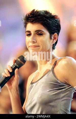 Milan Italy 15/07/1998: Giorgia, Italian singer, during the television show “Super 1998” Stock Photo