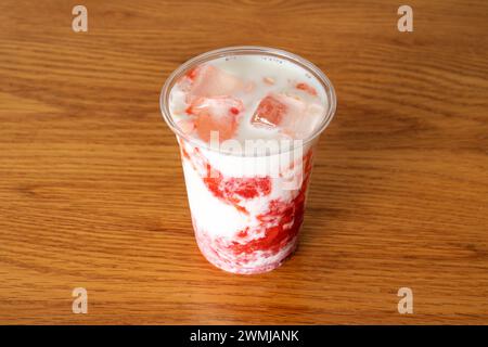 Strawberry latte, Jolly Pong shake, scones, cookies, coffee Stock Photo