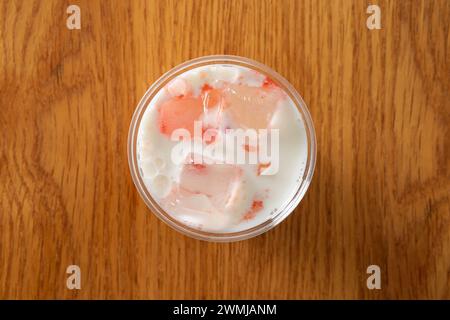 Strawberry latte, Jolly Pong shake, scones, cookies, coffee Stock Photo