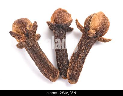 three Cloves isolated on white background Stock Photo