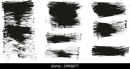 Hand Drawn Flat Fan Brush Thin Long Background High Detail Abstract Vector Background MEGA Set Stock Vector