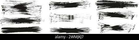 Hand Drawn Flat Fan Brush Thin Long Background High Detail Abstract Vector Background MEGA Set Stock Vector