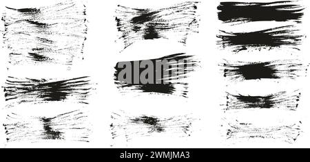 Hand Drawn Flat Fan Brush Thin Long Background High Detail Abstract Vector Background MEGA Set Stock Vector