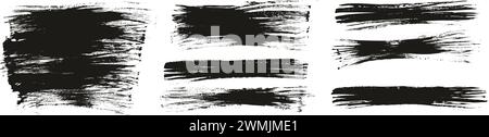 Hand Drawn Flat Fan Brush Thin Long Background High Detail Abstract Vector Background MEGA Set Stock Vector