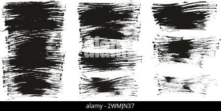 Hand Drawn Flat Fan Brush Thin Long Background High Detail Abstract Vector Background MEGA Set Stock Vector