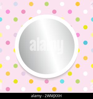 Mirror with white frame on polka dot decorative wall Stock Vector