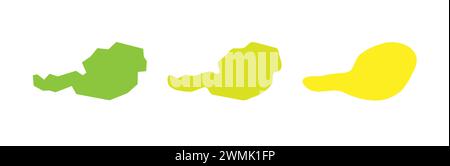 Austria country black outline and colored country silhouettes in three different levels of smoothness. Simplified maps. Vector icons isolated on white background. Stock Vector