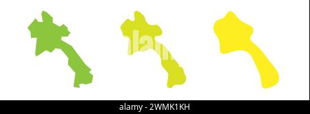 Laos country black outline and colored country silhouettes in three different levels of smoothness. Simplified maps. Vector icons isolated on white background. Stock Vector