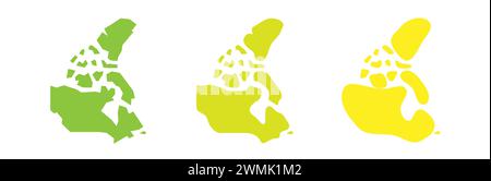 Canada country black outline and colored country silhouettes in three different levels of smoothness. Simplified maps. Vector icons isolated on white background. Stock Vector