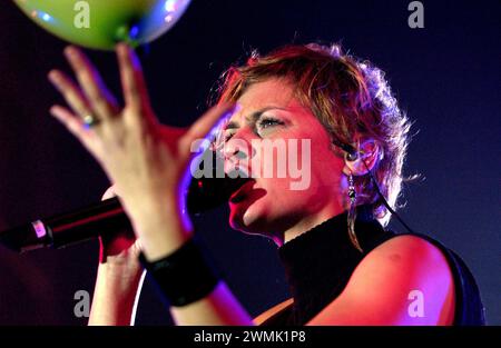 Milan Italy 26/11/2003 : Irene Grandi, Italian singer,during a live concert at the Alcatraz Stock Photo