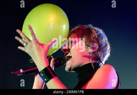 Milan Italy 26/11/2003 : Irene Grandi, Italian singer,during a live concert at the Alcatraz Stock Photo