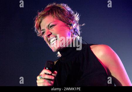 Milan Italy 26/11/2003 : Irene Grandi, Italian singer,during a live concert at the Alcatraz Stock Photo