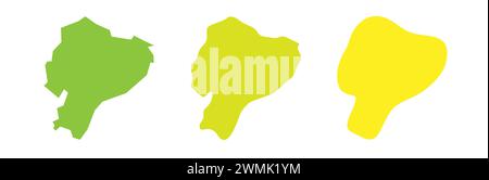 Ecuador country black outline and colored country silhouettes in three different levels of smoothness. Simplified maps. Vector icons isolated on white background. Stock Vector