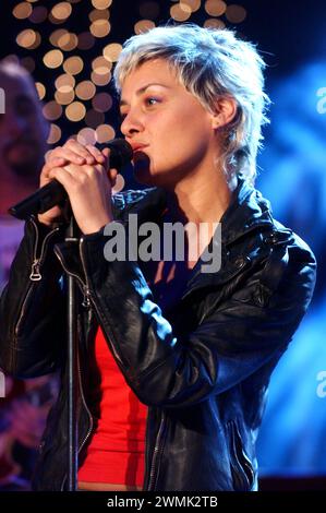 Milan Italy 20/04/2005 : Irene Grandi, Italian singer, during the television show “CD Live 2005” Stock Photo